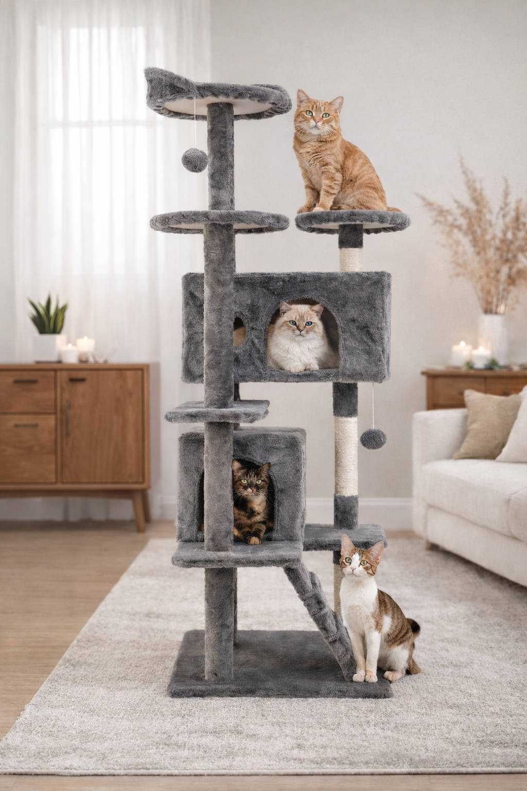 54-Inch Double Condo Cat Tower